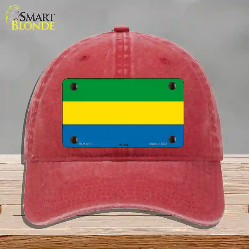 Gabon Flag Novelty License Plate Hat Unconstructed Cotton / Red