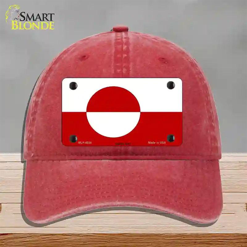 Greenland Flag Novelty License Plate Hat Unconstructed Cotton / Red