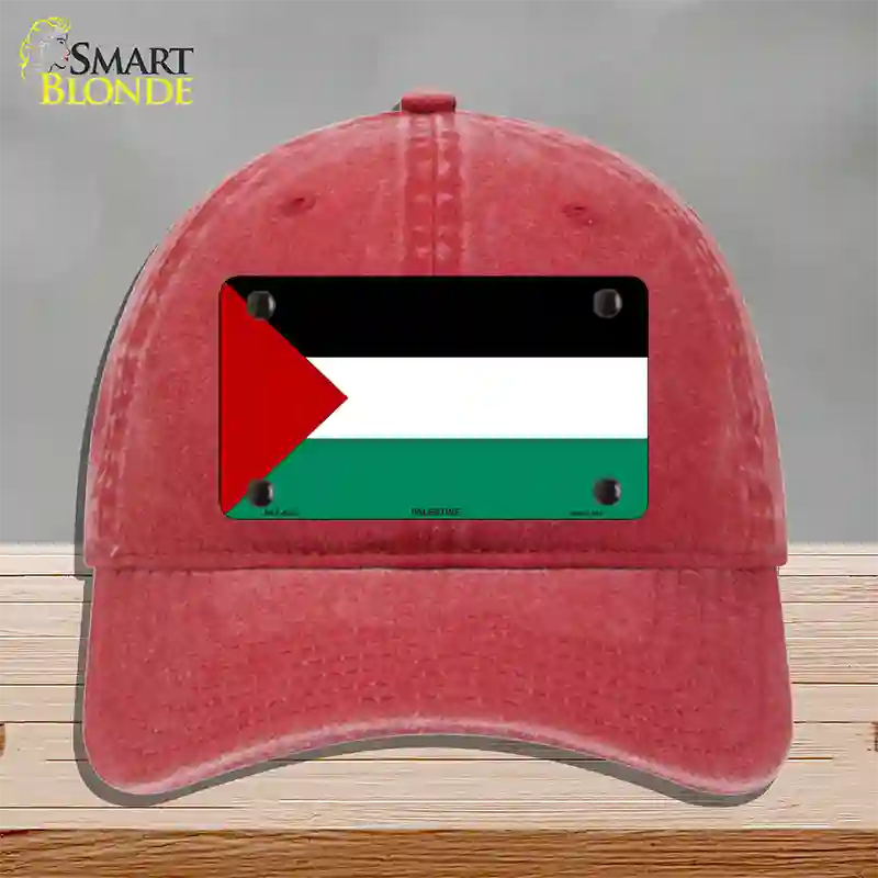 Palestine Country Flag Novelty License Plate Hat Unconstructed Cotton / Red