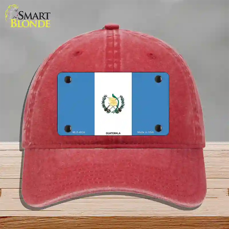 Guatemala Country Flag Novelty License Plate Hat Unconstructed Cotton / Red