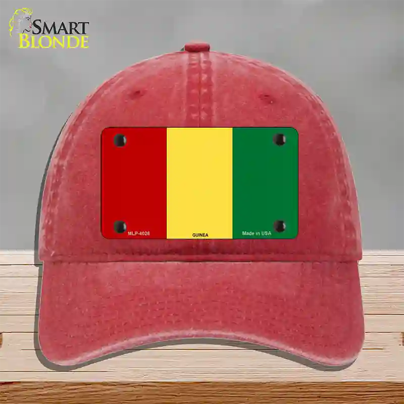 Guinea Flag Novelty License Plate Hat Unconstructed Cotton / Red