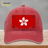 Hong Kong Flag Novelty License Plate Hat Unconstructed Cotton / Red