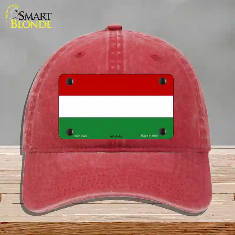 Hungary Flag Novelty License Plate Hat Unconstructed Cotton / Red