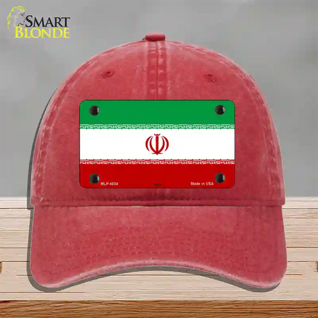 Iran Flag Novelty License Plate Hat Unconstructed Cotton / Red