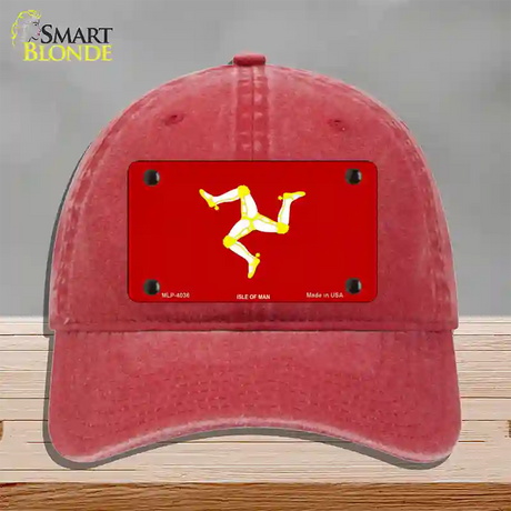 Isle Of Man Flag Novelty License Plate Hat Unconstructed Cotton / Red