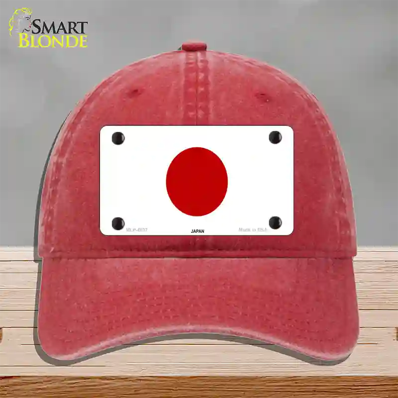 Japan Flag Novelty License Plate Hat Unconstructed Cotton / Red