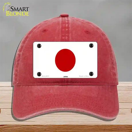 Japan Flag Novelty License Plate Hat Unconstructed Cotton / Red