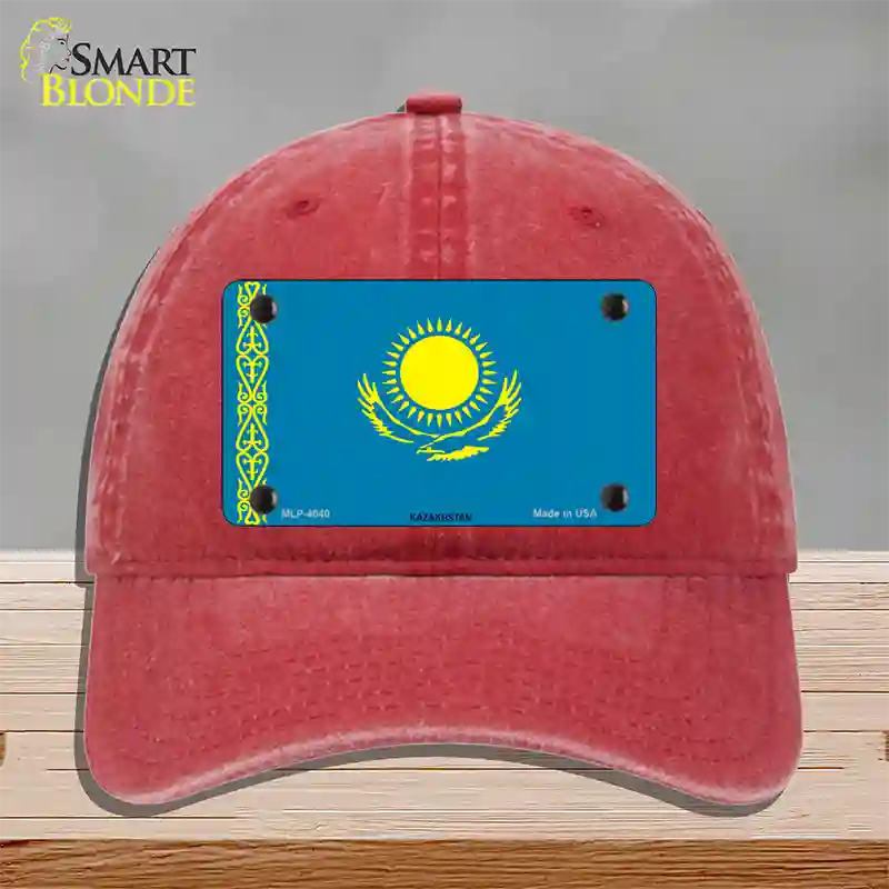 Kazakhstan Flag Novelty License Plate Hat Unconstructed Cotton / Red