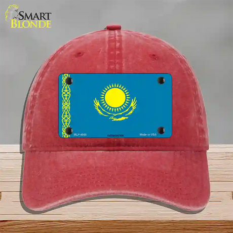 Kazakhstan Flag Novelty License Plate Hat Unconstructed Cotton / Red