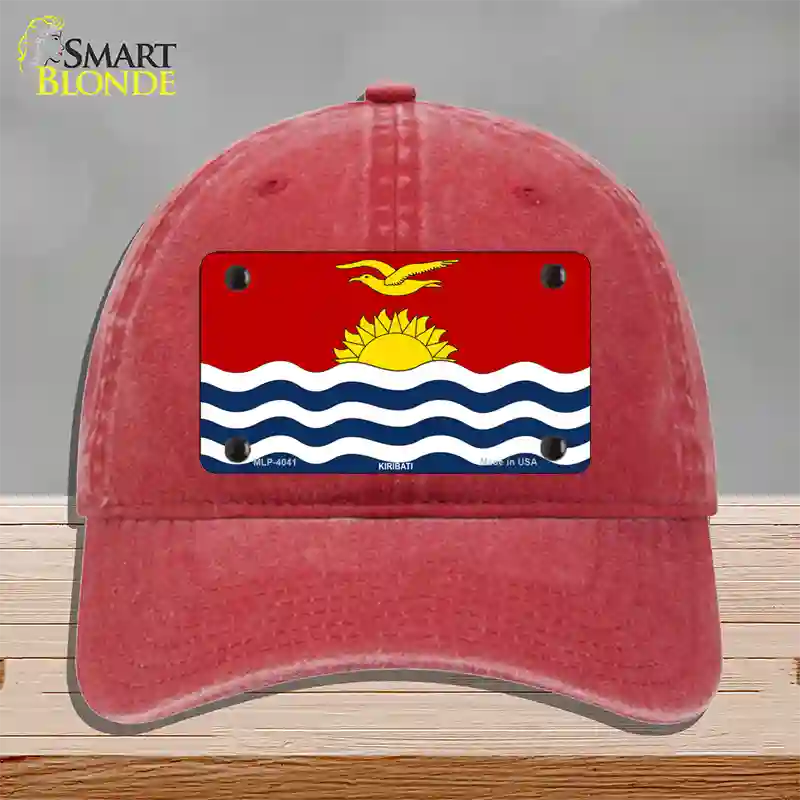 Kiribati Flag Novelty License Plate Hat Unconstructed Cotton / Red