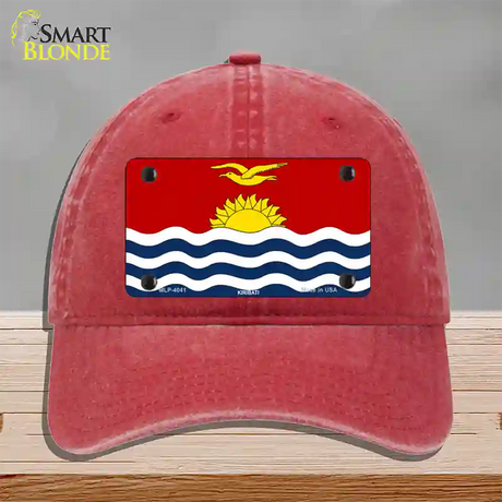 Kiribati Flag Novelty License Plate Hat Unconstructed Cotton / Red