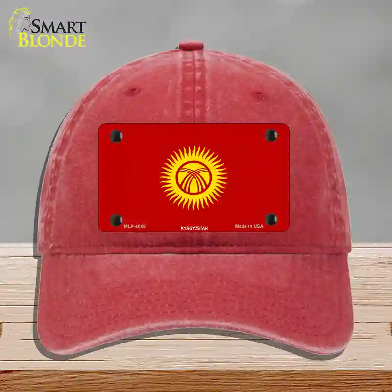 Kyrgyzsyan Flag Novelty License Plate Hat Unconstructed Cotton / Red