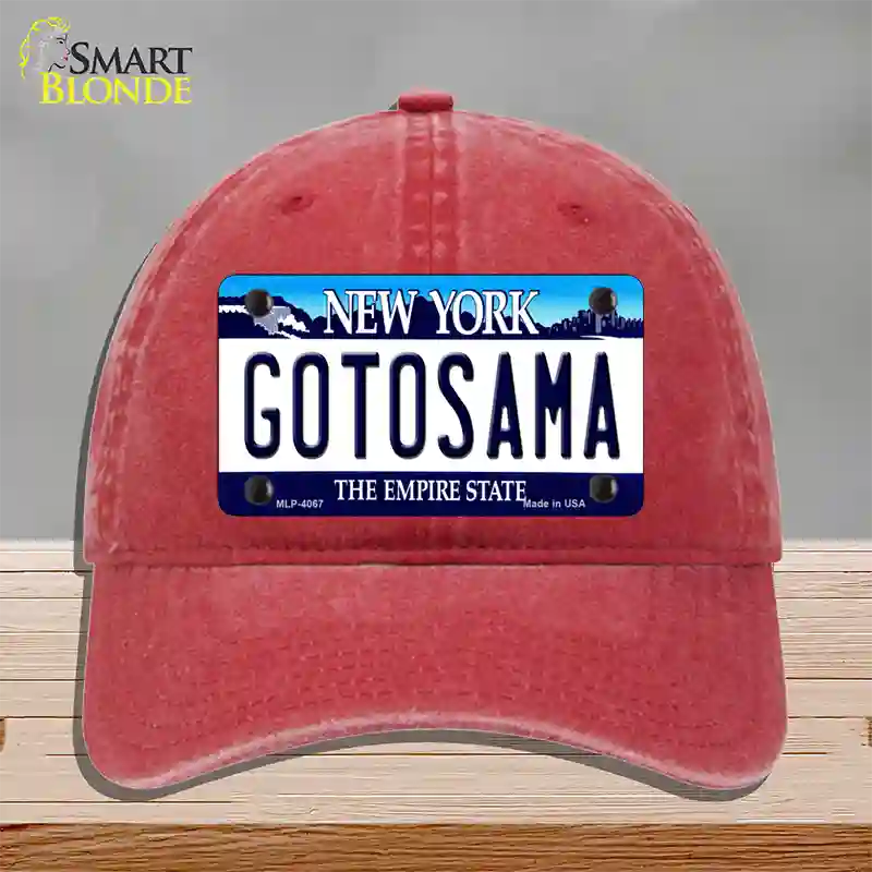 Gotosama New York Novelty License Plate Hat Unconstructed Cotton / Red