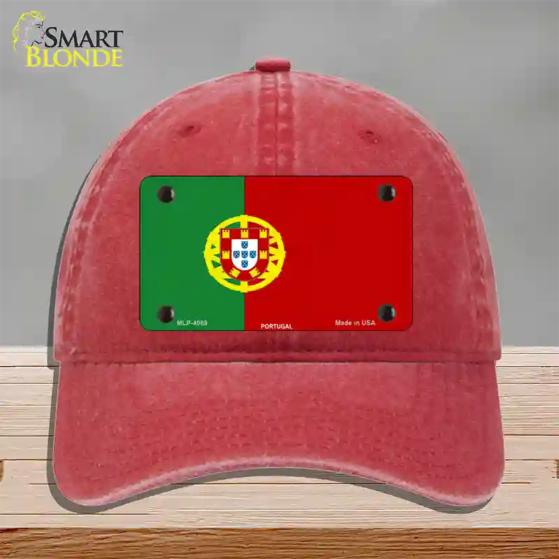 Portugal Flag Novelty License Plate Hat Unconstructed Cotton / Red