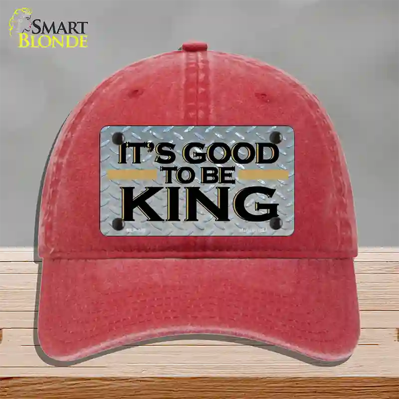 Good To Be King Novelty License Plate Hat Unconstructed Cotton / Red