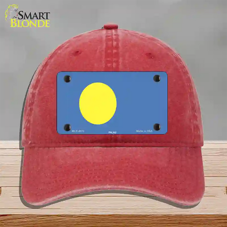 Palau Flag Novelty License Plate Hat Unconstructed Cotton / Red