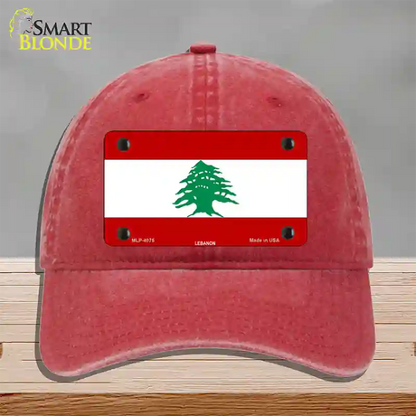 Lebanon Flag Novelty License Plate Hat Unconstructed Cotton / Red