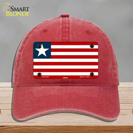 Liberia Flag Novelty License Plate Hat Unconstructed Cotton / Red