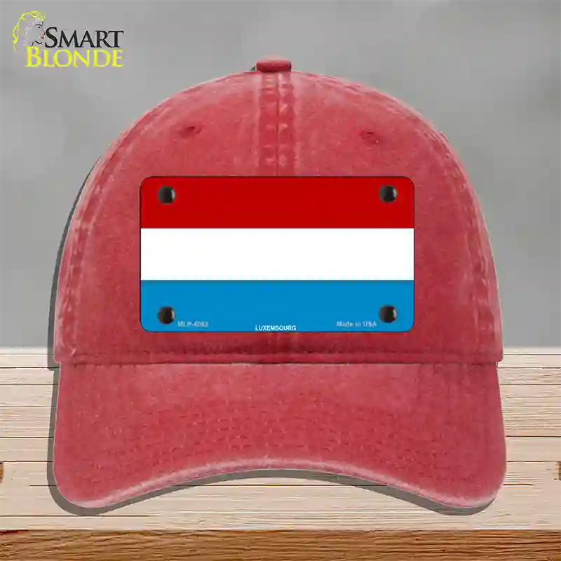 Luxembourg Flag Novelty License Plate Hat Unconstructed Cotton / Red