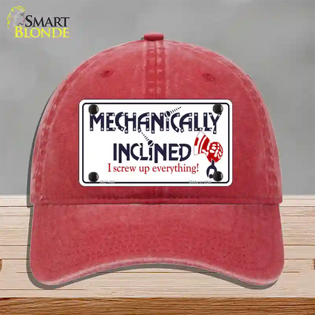 Mechanically Inclined Novelty License Plate Hat Unconstructed Cotton / Red