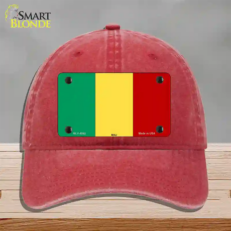 Mali Flag Novelty License Plate Hat Unconstructed Cotton / Red