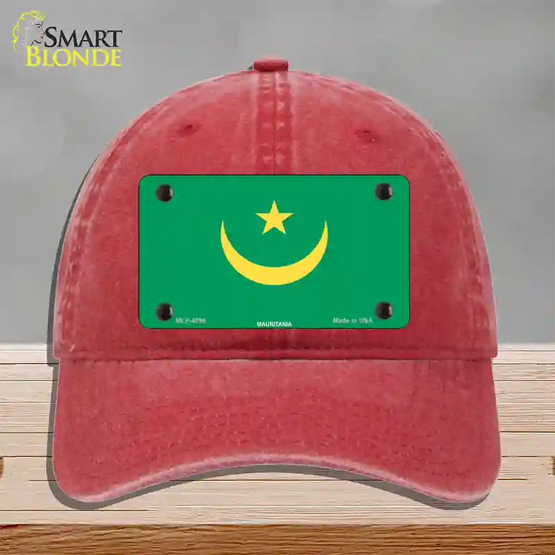 Mauritania Flag Novelty License Plate Hat Unconstructed Cotton / Red