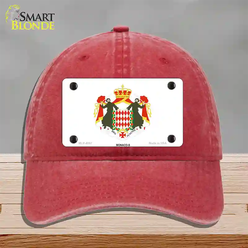 Monaco-S Flag Novelty License Plate Hat Unconstructed Cotton / Red