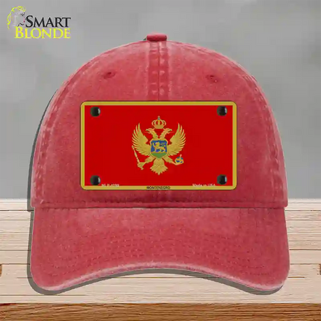 Montenegro Flag Novelty License Plate Hat Unconstructed Cotton / Red