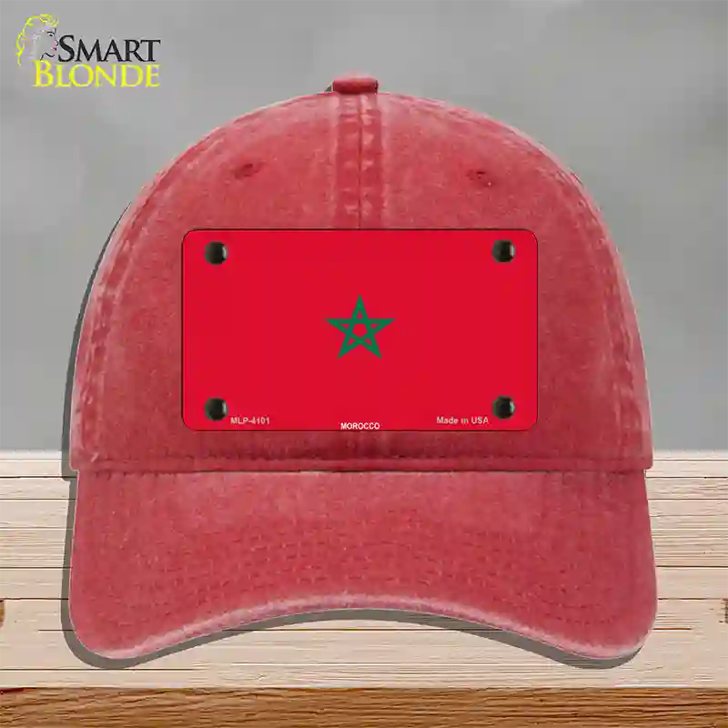 Morocco Flag Novelty License Plate Hat Unconstructed Cotton / Red