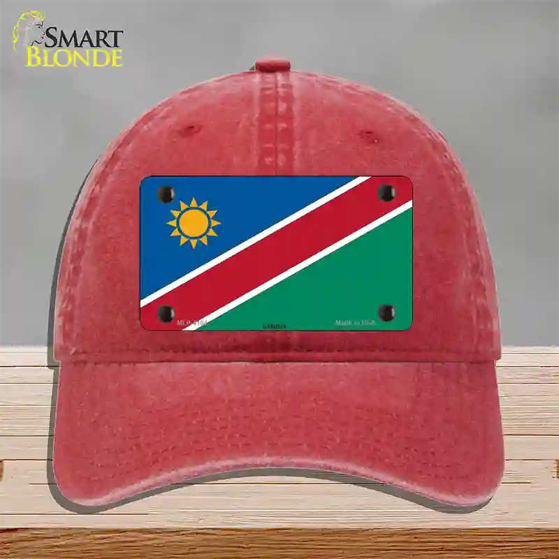 Namibia Flag Novelty License Plate Hat Unconstructed Cotton / Red