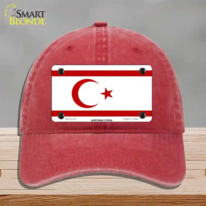 Northern Cyprus Flag Novelty License Plate Hat Unconstructed Cotton / Red