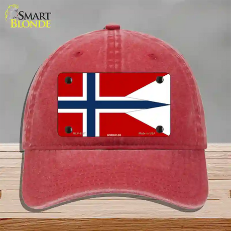 Norway-NS Flag Novelty License Plate Hat Unconstructed Cotton / Red