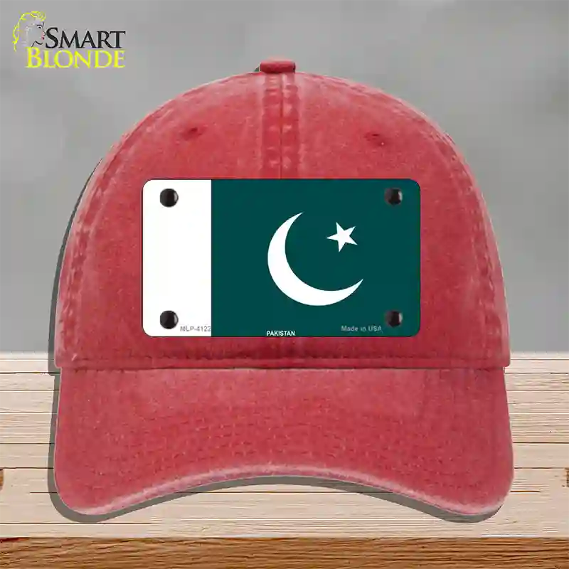 Pakistan Flag Novelty License Plate Hat Unconstructed Cotton / Red