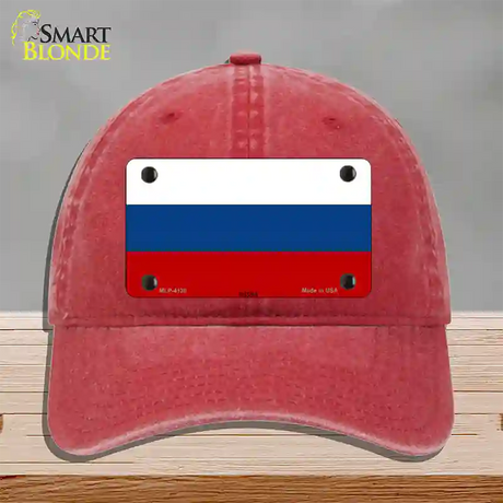 Russia Flag Novelty License Plate Hat Unconstructed Cotton / Red