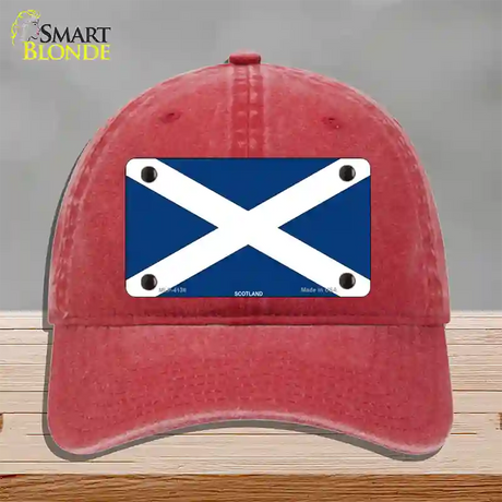 Scotland Flag Novelty License Plate Hat Unconstructed Cotton / Red