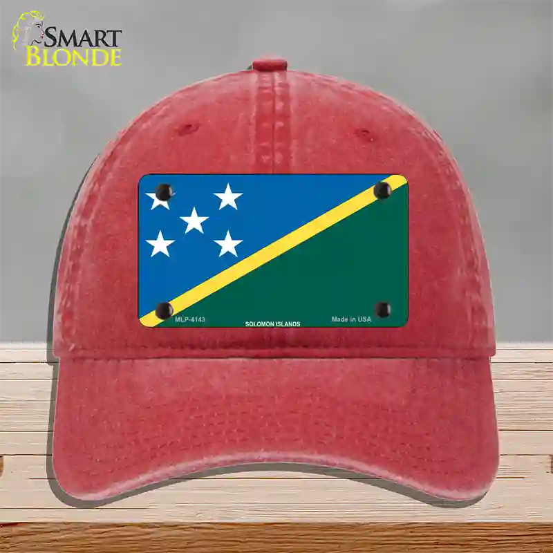 Solomon Islands Flag Novelty License Plate Hat Unconstructed Cotton / Red