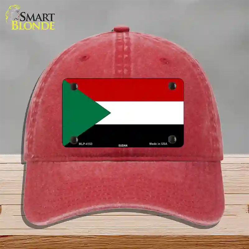 Sudan Flag Novelty License Plate Hat Unconstructed Cotton / Red