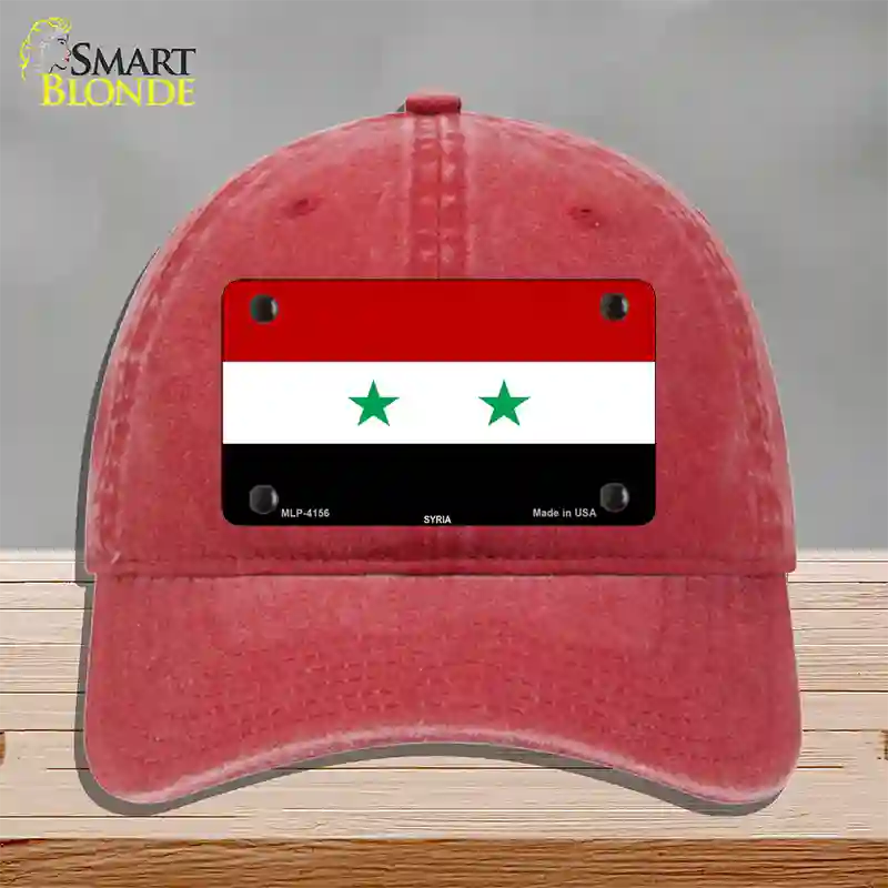 Syria Flag Novelty License Plate Hat Unconstructed Cotton / Red