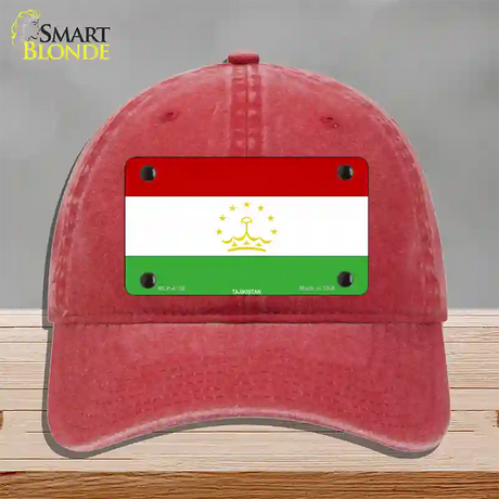 Tajikistan Flag Novelty License Plate Hat Unconstructed Cotton / Red