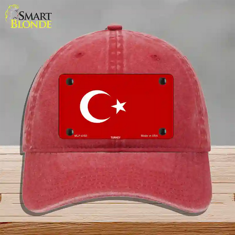 Turkey Flag Novelty License Plate Hat Unconstructed Cotton / Red