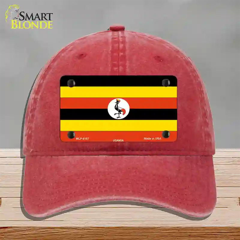 Uganda Flag Novelty License Plate Hat Unconstructed Cotton / Red