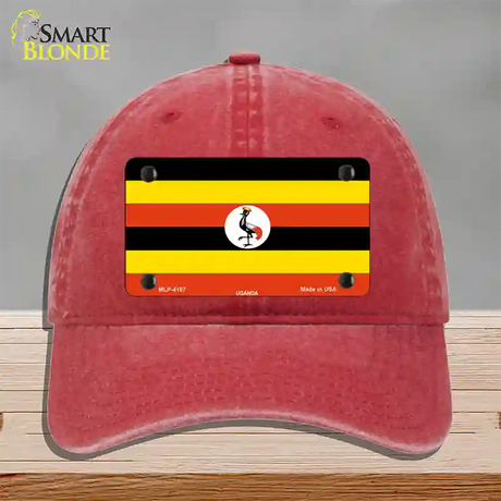 Uganda Flag Novelty License Plate Hat Unconstructed Cotton / Red