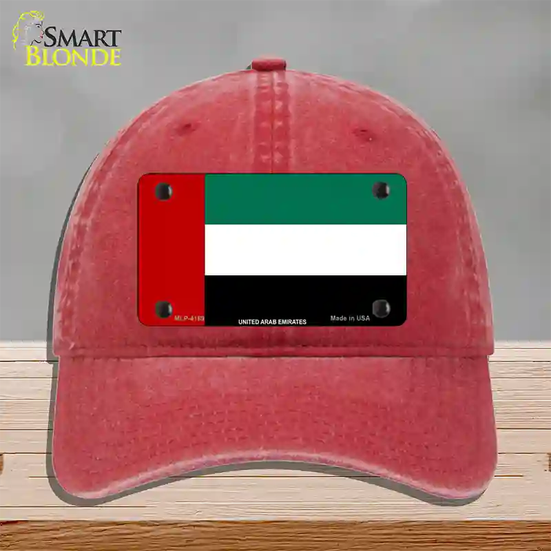 United Arab Emirates Flag Novelty License Plate Hat Unconstructed Cotton / Red