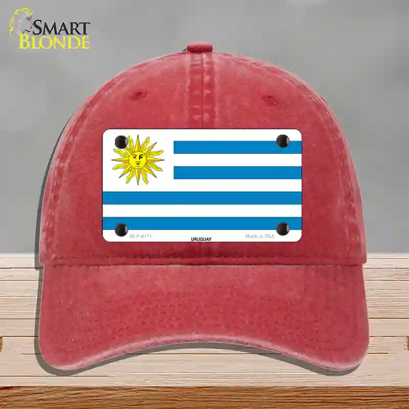 Uruguay Flag Novelty License Plate Hat Unconstructed Cotton / Red