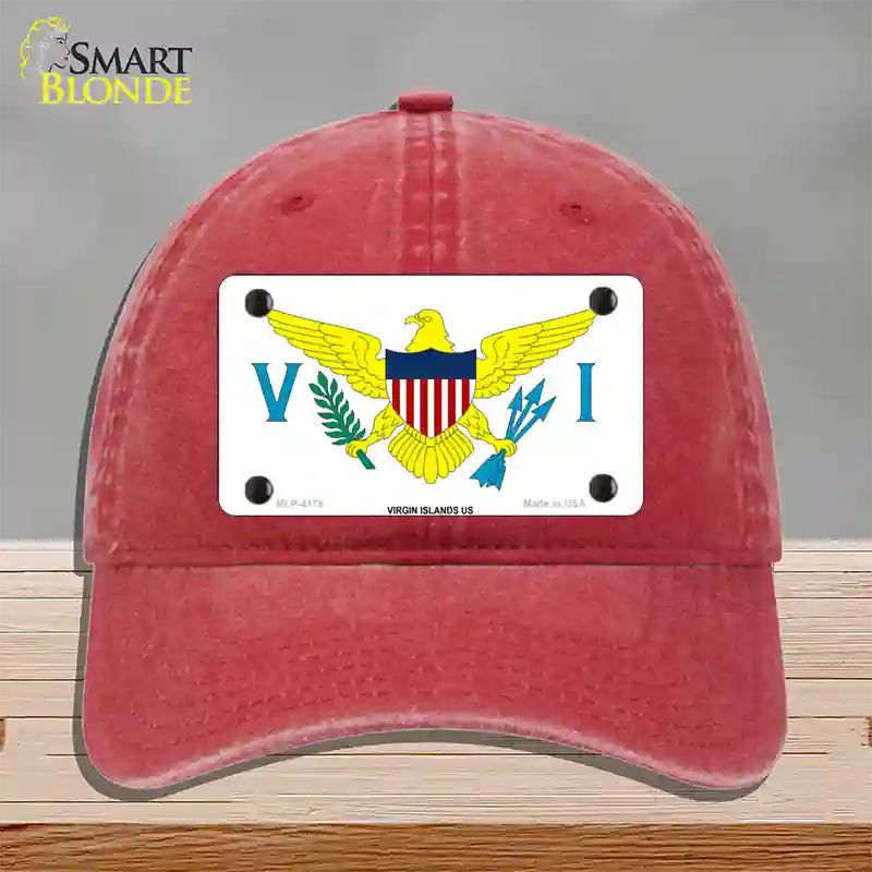 Virgin Islands US Flag Novelty License Plate Hat Unconstructed Cotton / Red