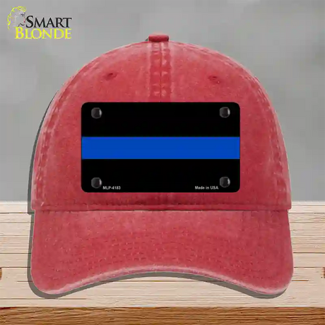 Thin Blue Line Police Novelty License Plate Hat Unconstructed Cotton / Red