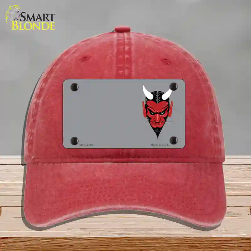 Devil Offset Novelty License Plate Hat Unconstructed Cotton / Red