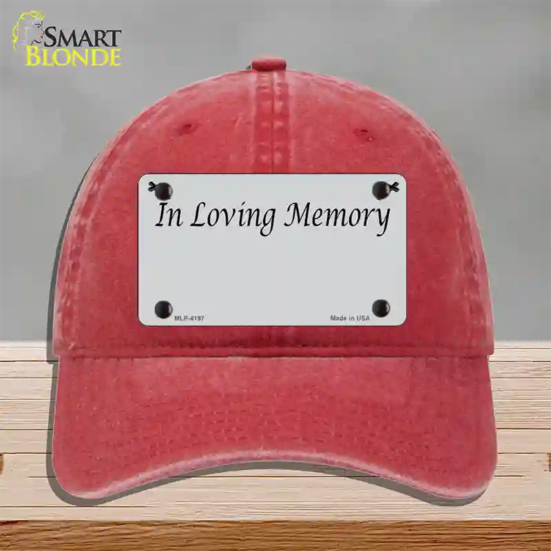 In Loving Memory Gray Novelty License Plate Hat Unconstructed Cotton / Red