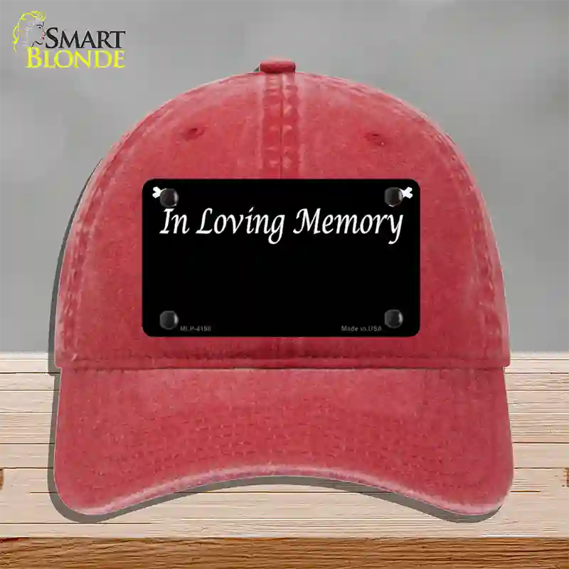 In Loving Memory Black Novelty License Plate Hat Unconstructed Cotton / Red