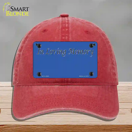 In Loving Memory Blue Novelty License Plate Hat Unconstructed Cotton / Red